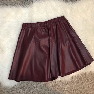 Burgundy leather skirt